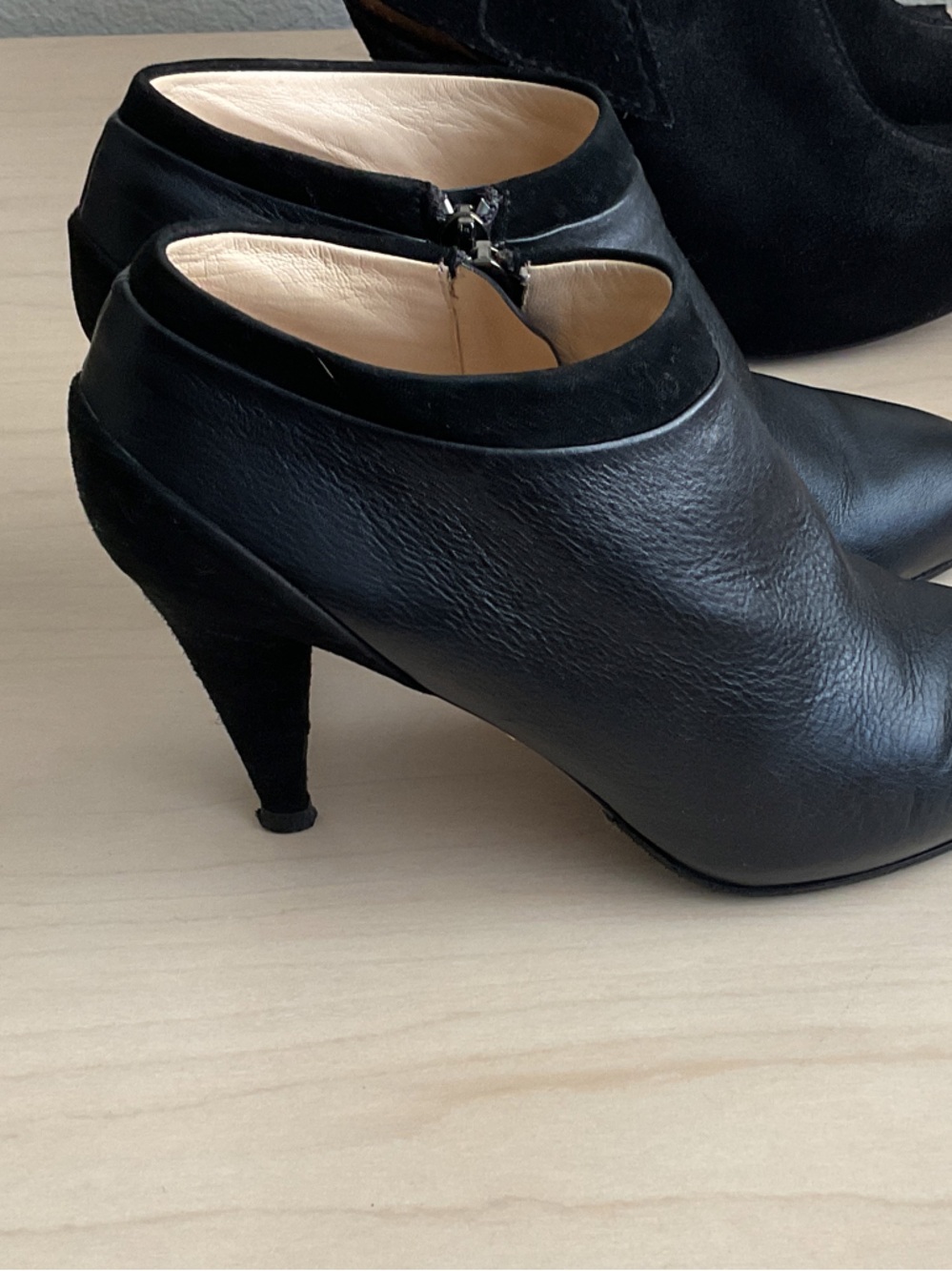Black Women's Leather Ankle Boots - Classic High Heel